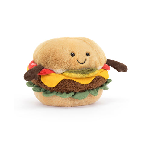 Amuseable Burger Soft Toy, designed and made by Jellycat and available at Bobby Rabbit. Free UK Delivery over £75