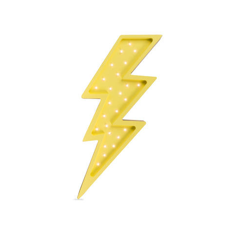 Yellow Lightning Bolt Lamp by Little Lights, available at Bobby Rabbit. Free UK Delivery over £75