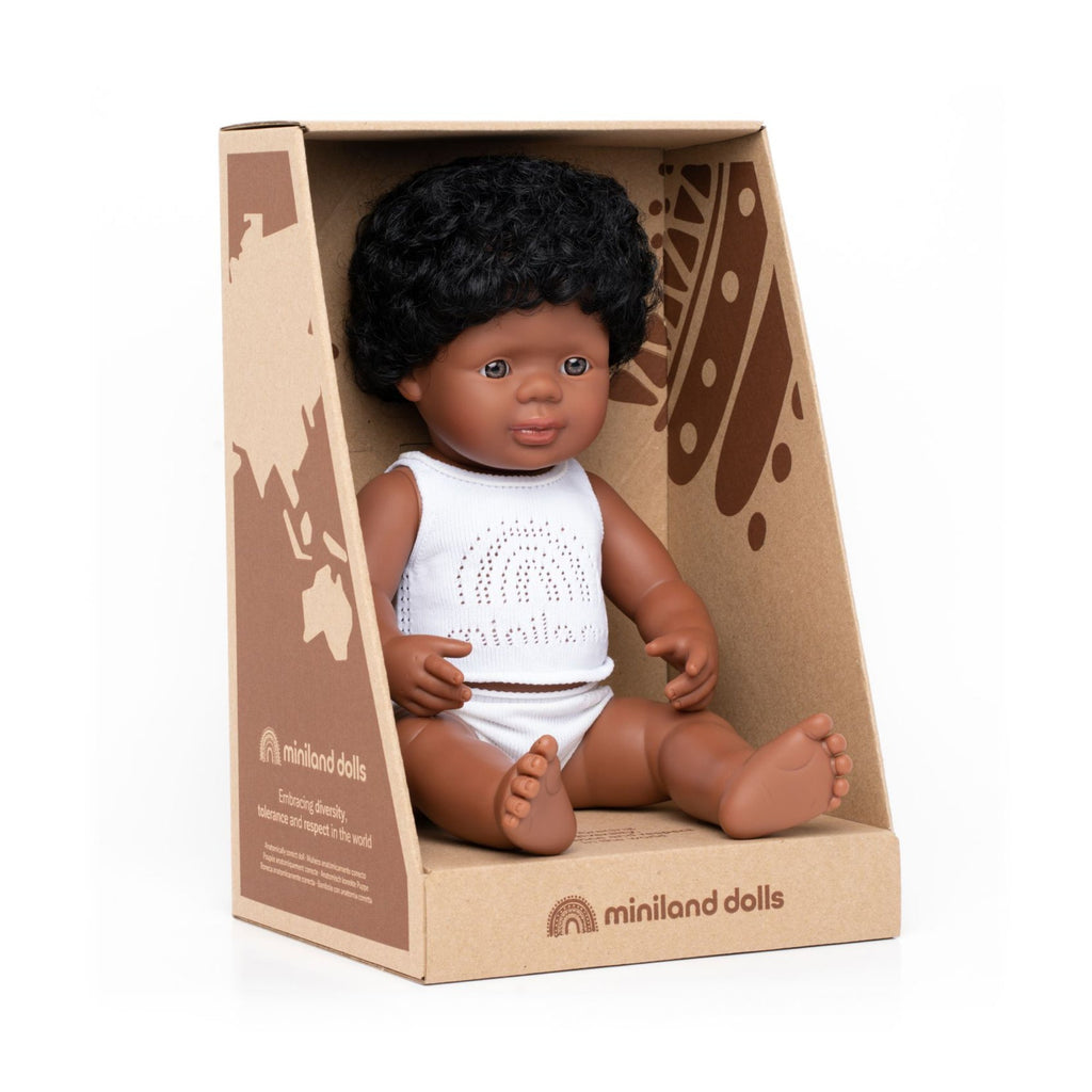 Miniland Toddler Doll BOY 38cm Black from Bobby Rabbit