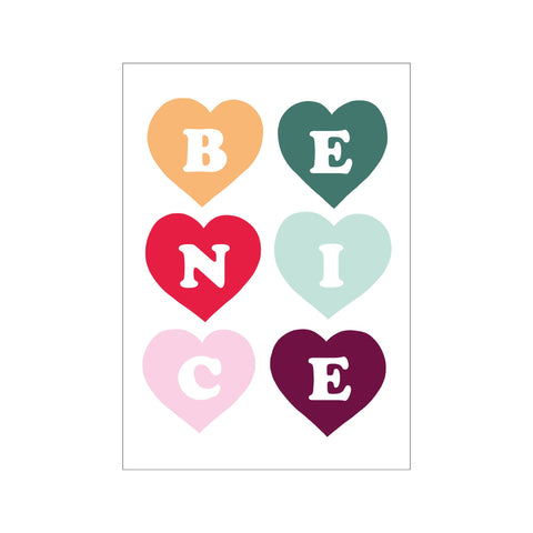 Be Nice A3 Print by Kid Of The Village, available at Bobby Rabbit. Free UK Delivery over £75