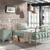 'Bronx' Matt Olive Green Metal Bed and Bedside Table by Vipack, available at Bobby Rabbit. Free UK Delivery over £75
