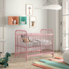 'Bronx' Matt Pink Metal Baby Cot by Vipack, available at Bobby Rabbit. Free UK Delivery over £75