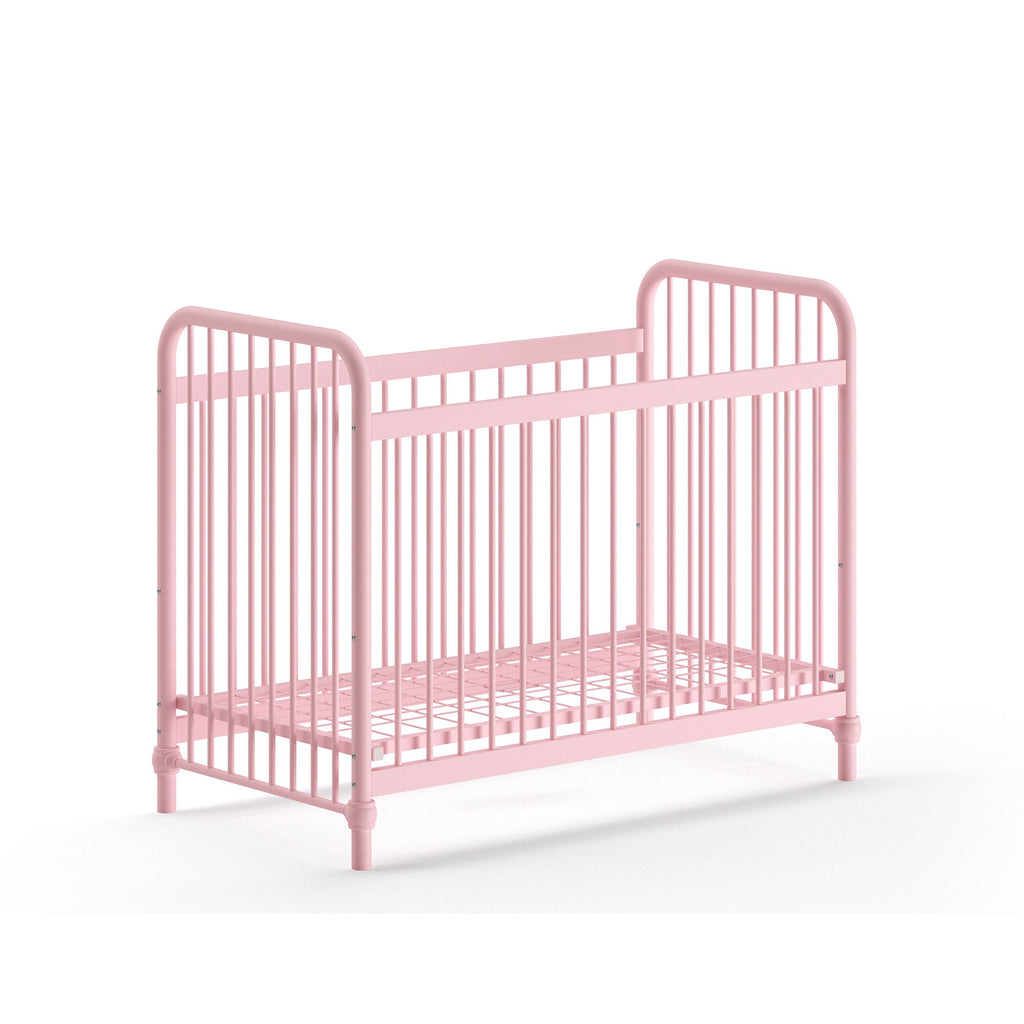 'Bronx' Matt Pink Metal Baby Cot by Vipack, available at Bobby Rabbit. Free UK Delivery over £75