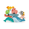 Happy Stacking Ocean Wooden Toy by Mentari, available at Bobby Rabbit. Free UK Delivery over £75