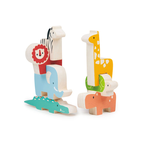 Happy Stacking Safari Wooden Toy by Mentari, available at Bobby Rabbit. Free UK Delivery over £75