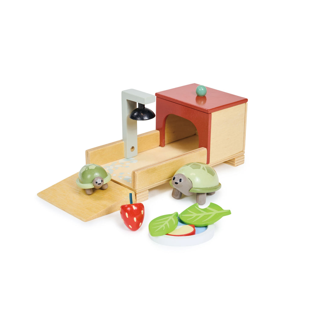 Pet Tortoise Set Wooden Toy by Tender Leaf Toys, available at Bobby Rabbit. Free UK Delivery over £75