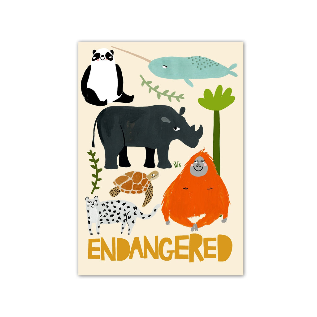 Endangered Animals A3 Print by Yayastudio, available at Bobby Rabbit. Free UK Delivery over £75