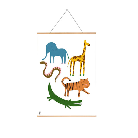Jungle Animals A3 Print by Oh Hii, available at Bobby Rabbit. Free UK Delivery over £75