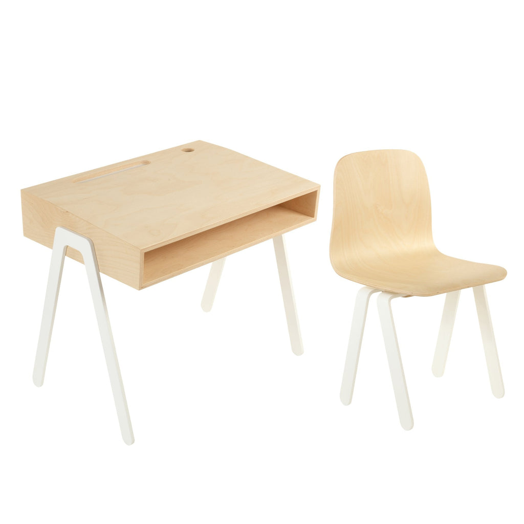 White Kids Desk and Chair Set by In2Wood, available at Bobby Rabbit. 