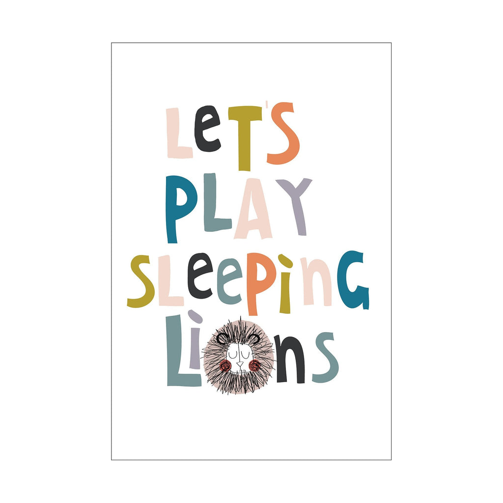 Let's Play Sleeping Lions Poster by Seb and Charlie, available at Bobby Rabbit.