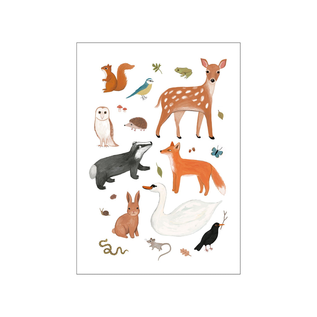 Woodland Animals A3 Print by Kid Of The Village, available at Bobby Rabbit. Free UK delivery over £75