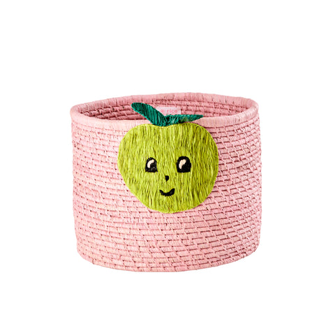 Round Raffia Storage Basket - Apple - by Rice, available at Bobby Rabbit. Free UK Delivery over £75