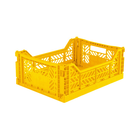 Folding Crate Midi Size - Yellow - by Lillemor Lifestyle, available at Bobby Rabbit. Free UK Delivery over £75