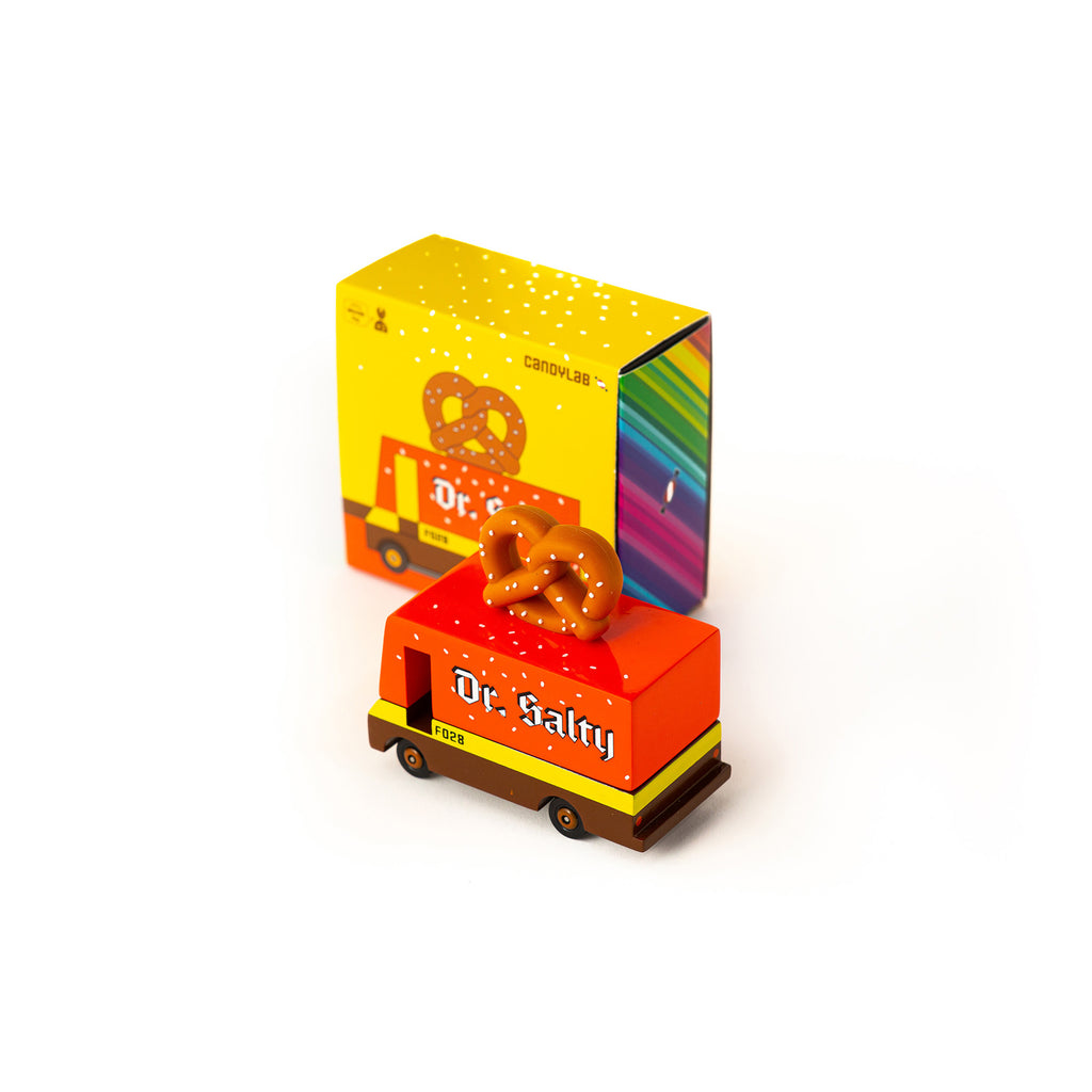 Candycar mini wooden Dr Salty's Pretzel van by Candylab, available at Bobby Rabbit. Free UK Delivery over £75