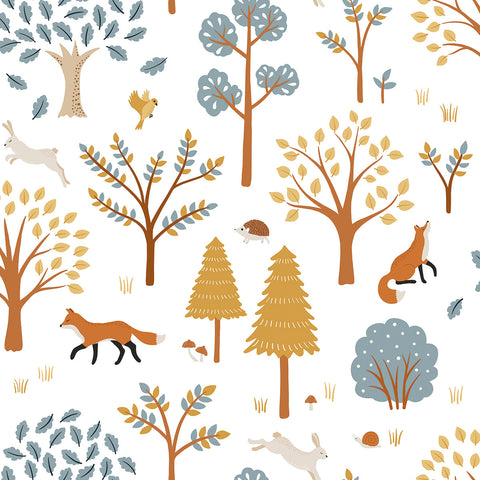Fox In The Woods Wallpaper by Lilipinso, available at Bobby Rabbit. Free UK Delivery over £75