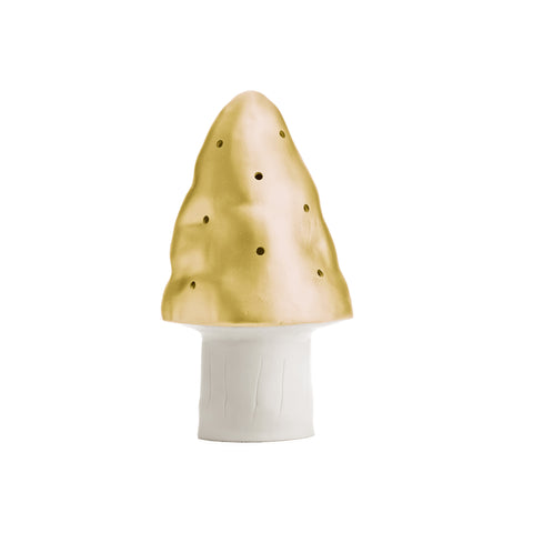 Heico gold toadstool lamp for children's rooms, designed and made in Germany and available at Bobby Rabbit.