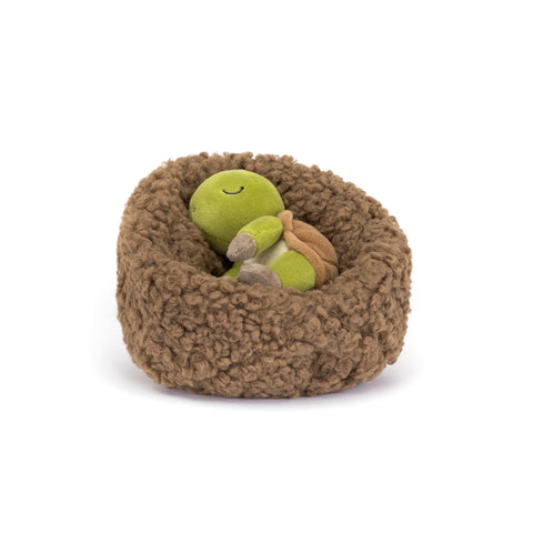 Hibernating Tortoise Soft Toy, designed and made by Jellycat and available at Bobby Rabbit. Free UK Delivery over £75