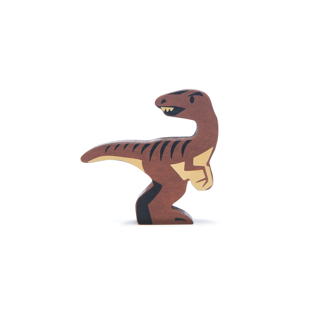 Little Wooden Velociraptor Toy, designed by Tender Leaf Toys and available at Bobby Rabbit. Free UK Delivery over £75