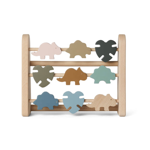 Astrid Abacus Dino Mix by Liewood, available at Bobby Rabbit. Free UK Delivery over £75