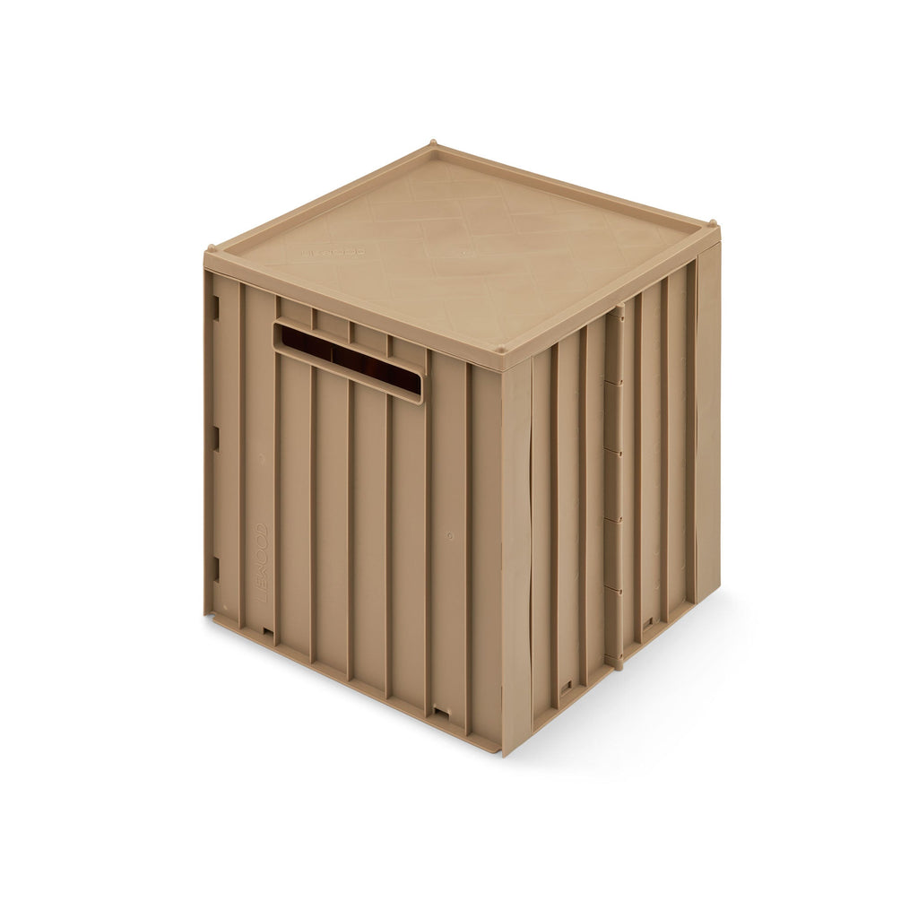 Liewood Elijah Square Storage Box with Lid - Oat, available at Bobby Rabbit. Free UK Delivery over £75