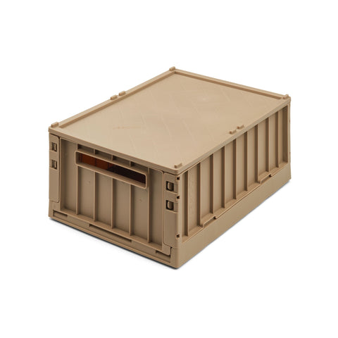 Liewood Weston Set of 2 Medium Storage Crates with Lid - Oat, available at Bobby Rabbit. Free UK Delivery over £75