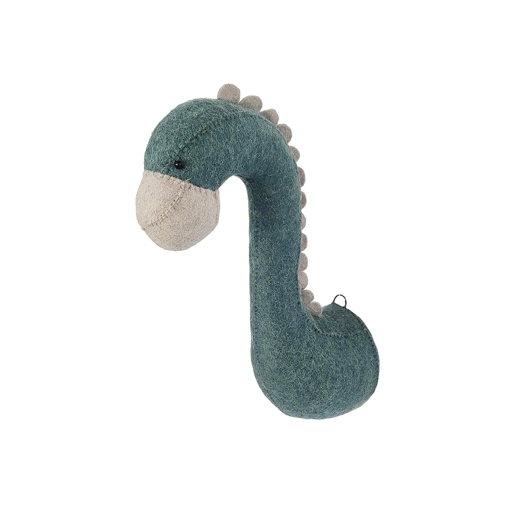 Mini Diplodocus Head to hang on the wall, made by Fiona Walker England and available at Bobby Rabbit. Free UK Delivery over £75