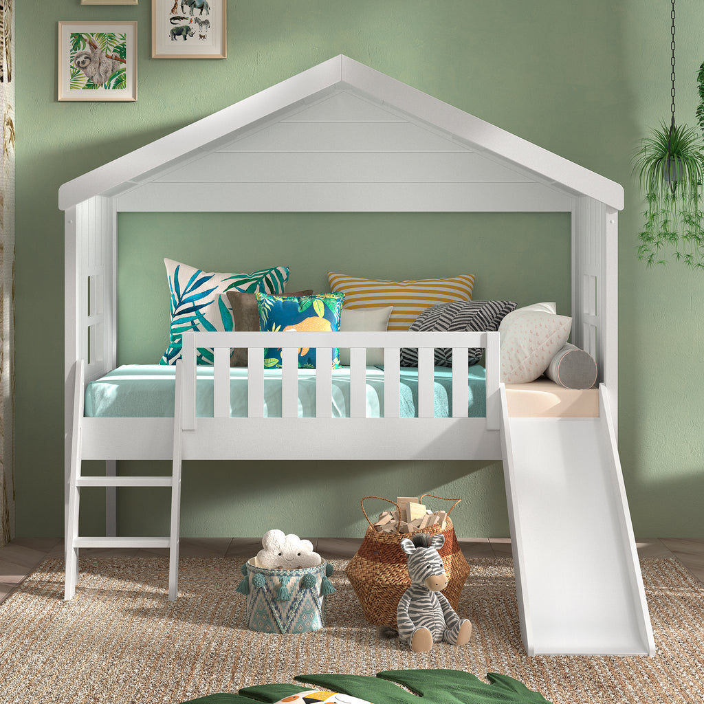 My Treehouse Bed - Single Size White: With Ladder and Slide | DS ...