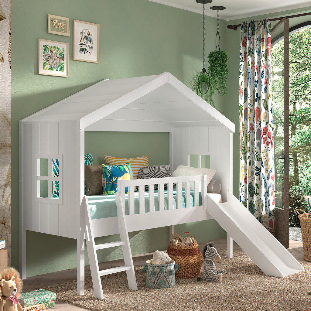 My Treehouse Bed - Single Size White: With Ladder and Slide | DS ...