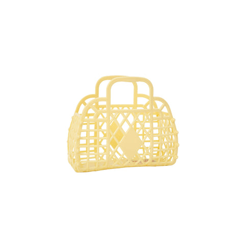 Mini Yellow Retro Basket by Sun Jellies, perfect for storing away those little treasures! Available at Bobby Rabbit. Free UK Delivery over £75