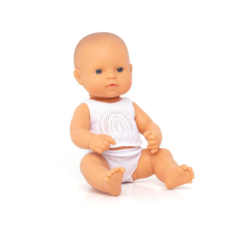Miniland Baby Girl Doll 32cm - Caucasian, available at Bobby Rabbit. Free UK Delivery over £75