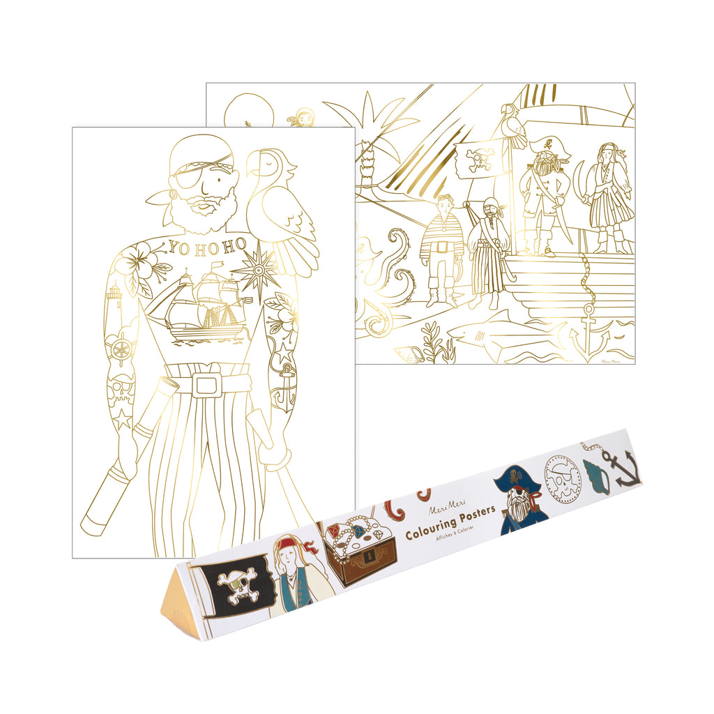 Pirate Colouring Poster Set by Meri Meri, available at Bobby Rabbit. Free UK Delivery over £75