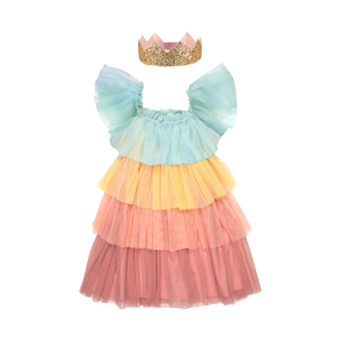 Rainbow Ruffle Princess Dress Up Set by Meri Meri, available at Bobby Rabbit. Free UK Delivery over £75