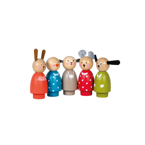 Set of 5 Wooden Animals by Moulin Roty, available at Bobby Rabbit.