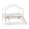 Side House Bed Single Size White With Ladder and Slide, available at Bobby Rabbit. Free UK Delivery over £75