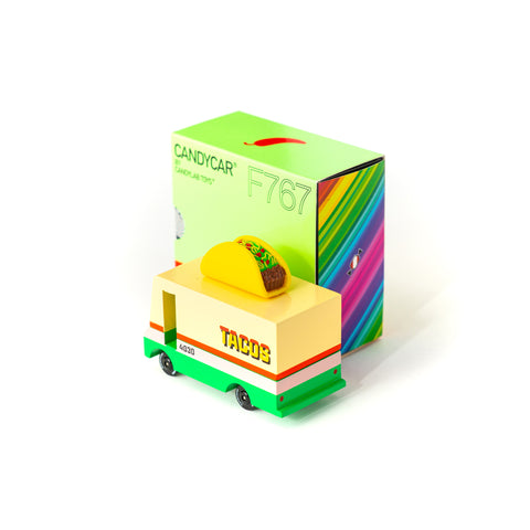 Candycar mini wooden taco van by Candylab, available at Bobby Rabbit. Free UK Delivery over £75