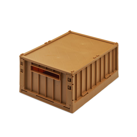 Liewood Weston Set of 2 Medium Storage Crates with Lid - Golden Caramel, available at Bobby Rabbit. Free UK Delivery over £75