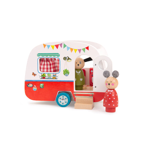 Wooden Caravan by Moulin Roty, available at Bobby Rabbit. Free UK delivery over £75