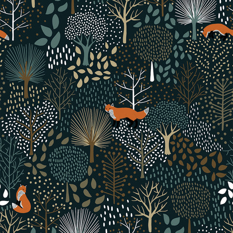 Woods At Night Wallpaper by Lilipinso, available at Bobby Rabbit. Free UK Delivery over £75