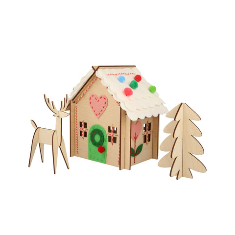 Wooden Embroidery Gingerbread House by Meri Meri, available at Bobby Rabbit. Free UK Delivery over £75