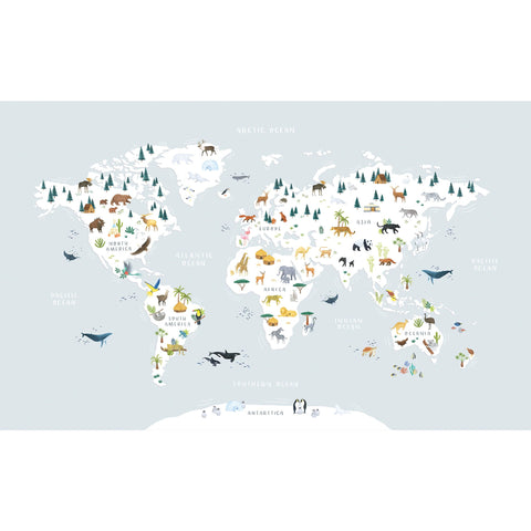 World Map Wall Mural by Lilipinso, available at Bobby Rabbit. Free UK Delivery over £75