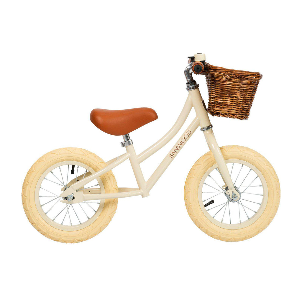 Banwood 'First Go!' Balance Bike in cream, available at Bobby Rabbit.