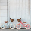 Banwood 'First Go!' Balance Bikes in coral and sky blue, available at Bobby Rabbit.