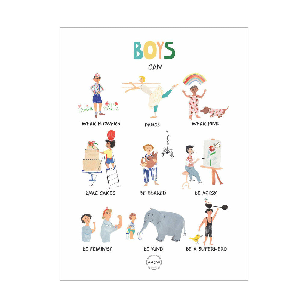 Boys Can Poster by Garcon Milano, available at Bobby Rabbit.