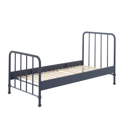 'Bronx' Matt Denim Blue Metal Single Bed by Vipack, available at Bobby Rabbit. Free UK Delivery over £75