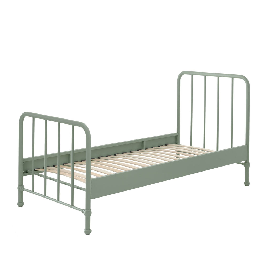 'Bronx' Matt Olive Green Metal Single Bed by Vipack, available at Bobby Rabbit. Free UK Delivery over £75