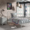 'Bronx' Matt Rainy Grey Metal Single Bed and Bedside Table by Vipack, available at Bobby Rabbit. Free UK Delivery over £75