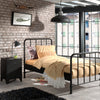 'Bronx' Matt Black Metal Single Bed and Bedside Table by Vipack, available at Bobby Rabbit. Free UK Delivery over £75