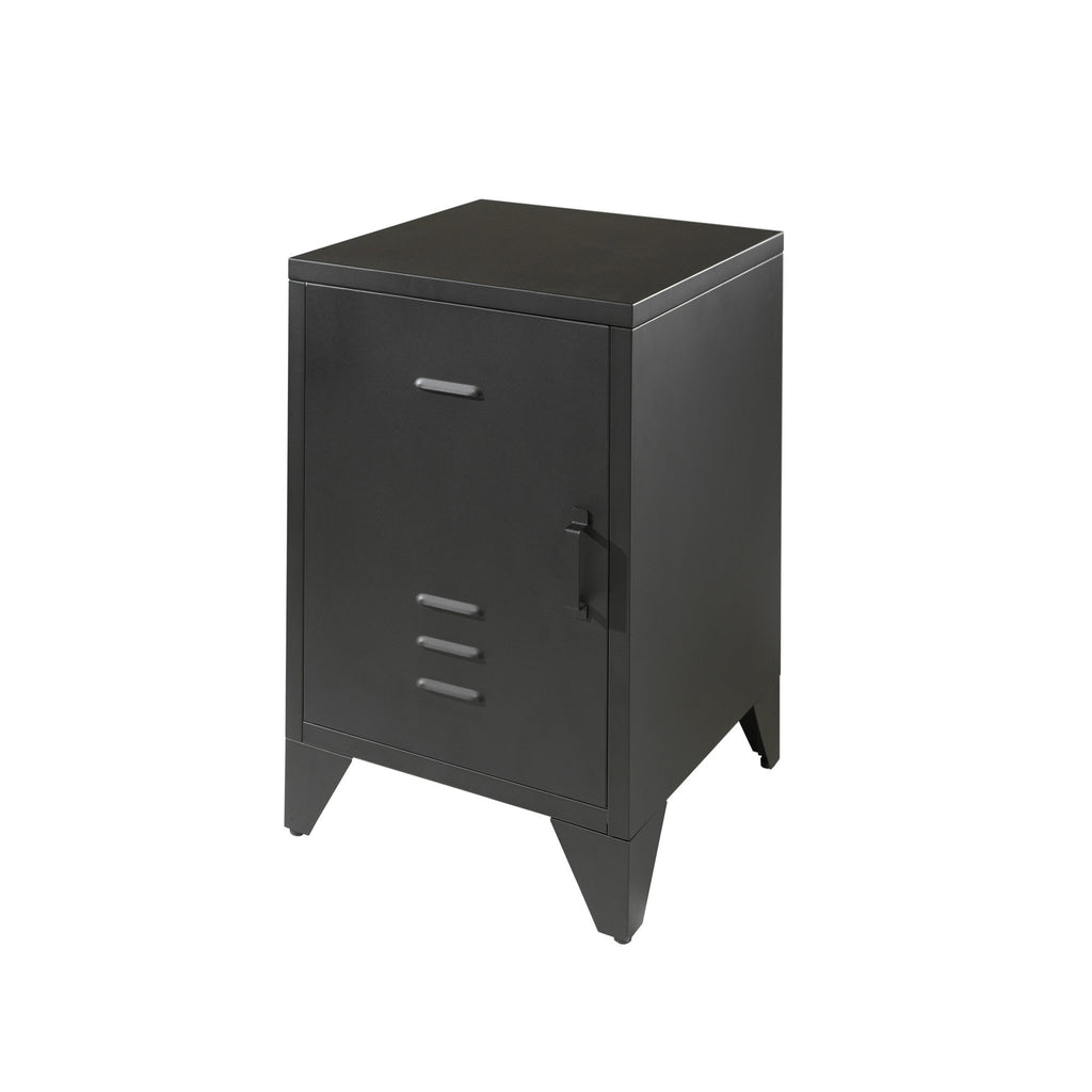 'Bronx' Matt Black Metal Bedside Table by Vipack, available at Bobby Rabbit. Free UK Delivery over £75