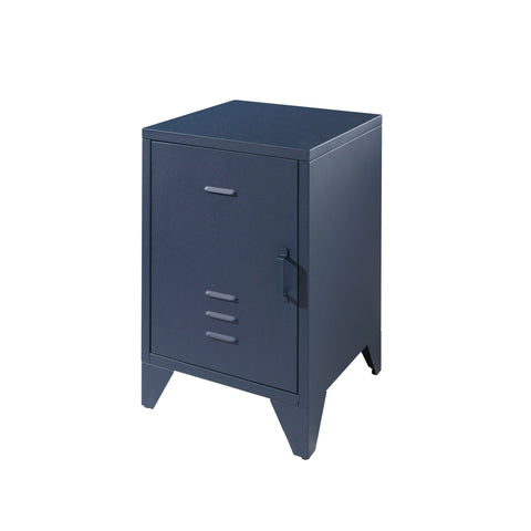 'Bronx' Matt Denim Blue Metal Bedside Table by Vipack, available at Bobby Rabbit. Free UK Delivery over £75
