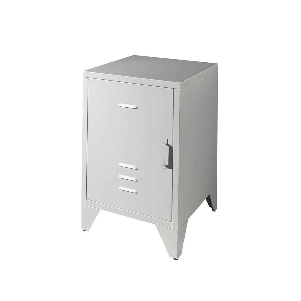 'Bronx' Matt Rainy Grey Metal Bedside Table by Vipack, available at Bobby Rabbit. Free UK Delivery over £75